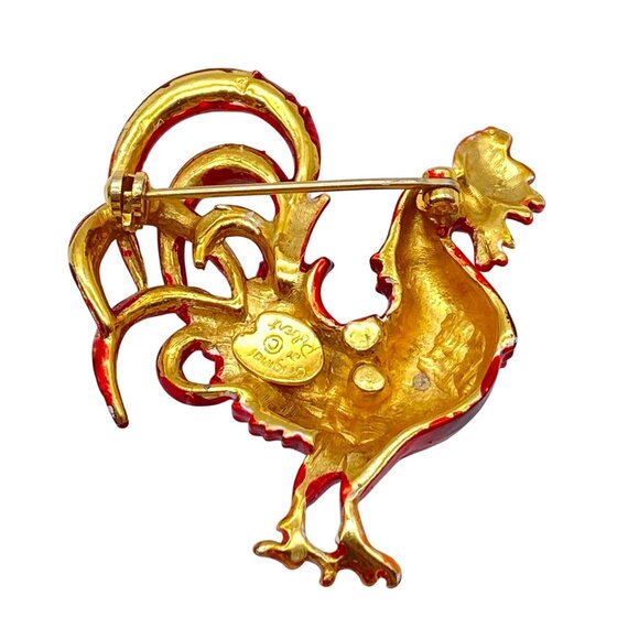 VTG Original by Robert red enamel rooster chicken brooch pin lapel signed - Picture 5 of 6